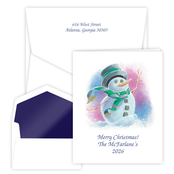 Cheerful Snowman Note - Digital Print