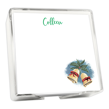 Holiday Bells Memo Square - White with holder