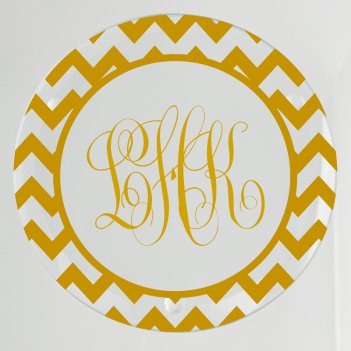 Bronson Chevron Monogram Glass Coaster - Printed Raised Ink Bronson Chevron Monogram Glass Coaster - Printed Raised Ink