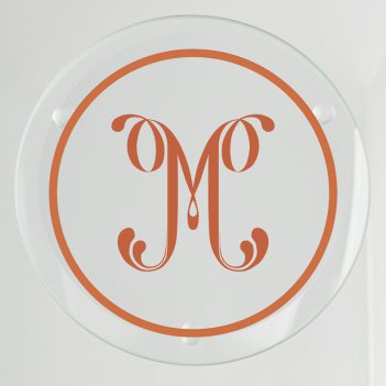 Rockford Initial Glass Coaster - Printed Raised Ink Rockford Initial Glass Coaster - Printed Raised Ink